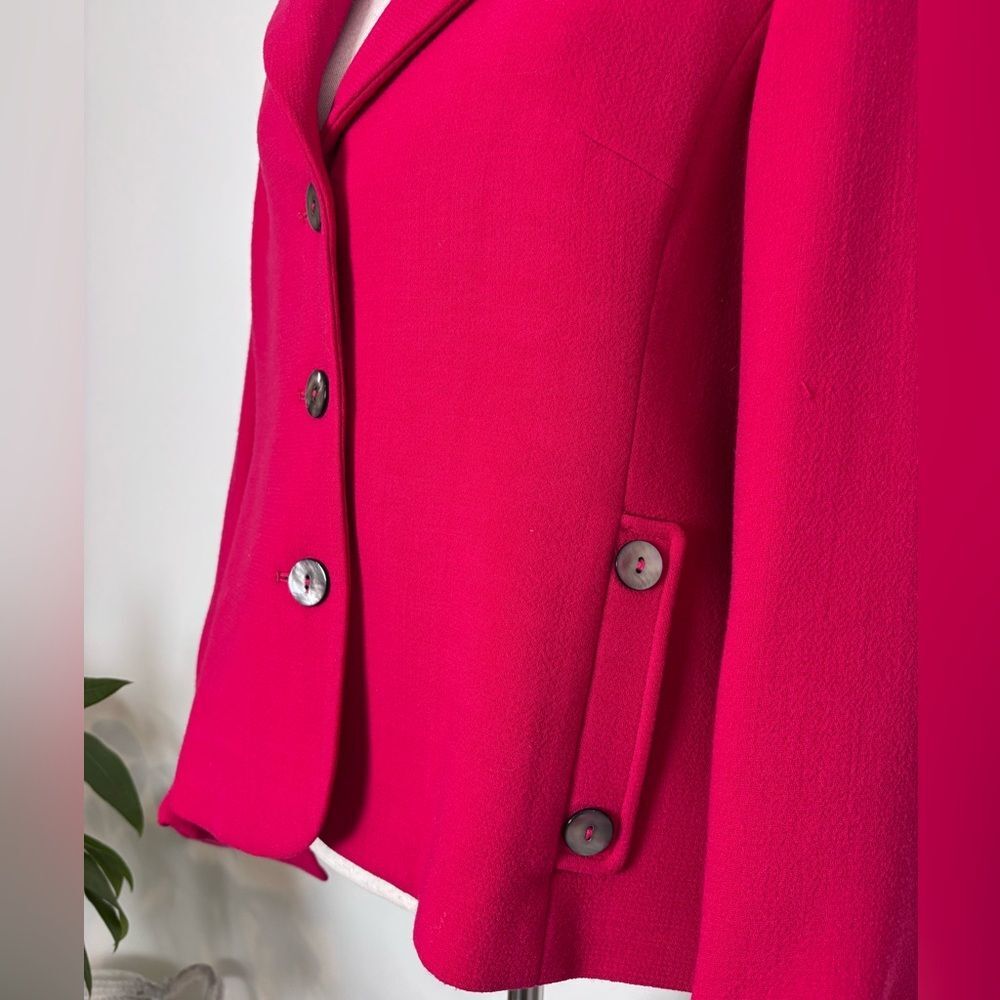 Nina Mclemore Jacket Pink 100% Virgin Wool 100% Silk Lining - Picture 2 of 12